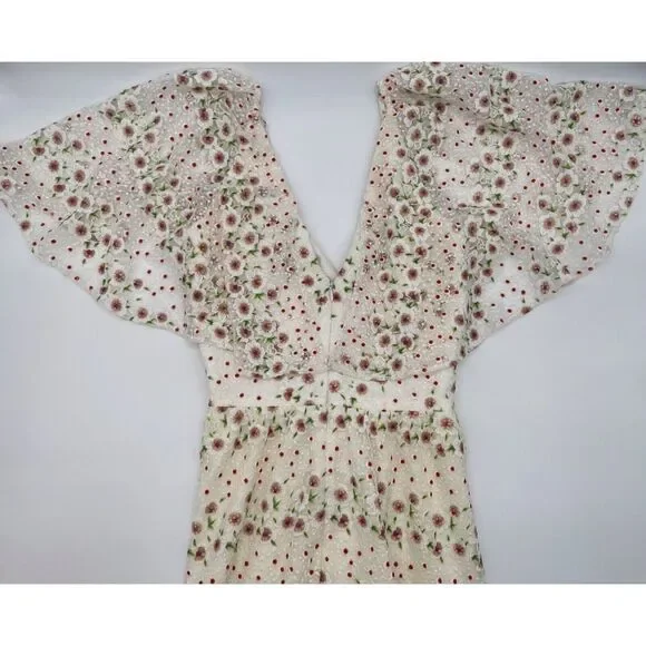 $298 DRESS THE POPULATION River Embroidered Floral Off Shoulder Dress~White~XS - Picture 8 of 10
